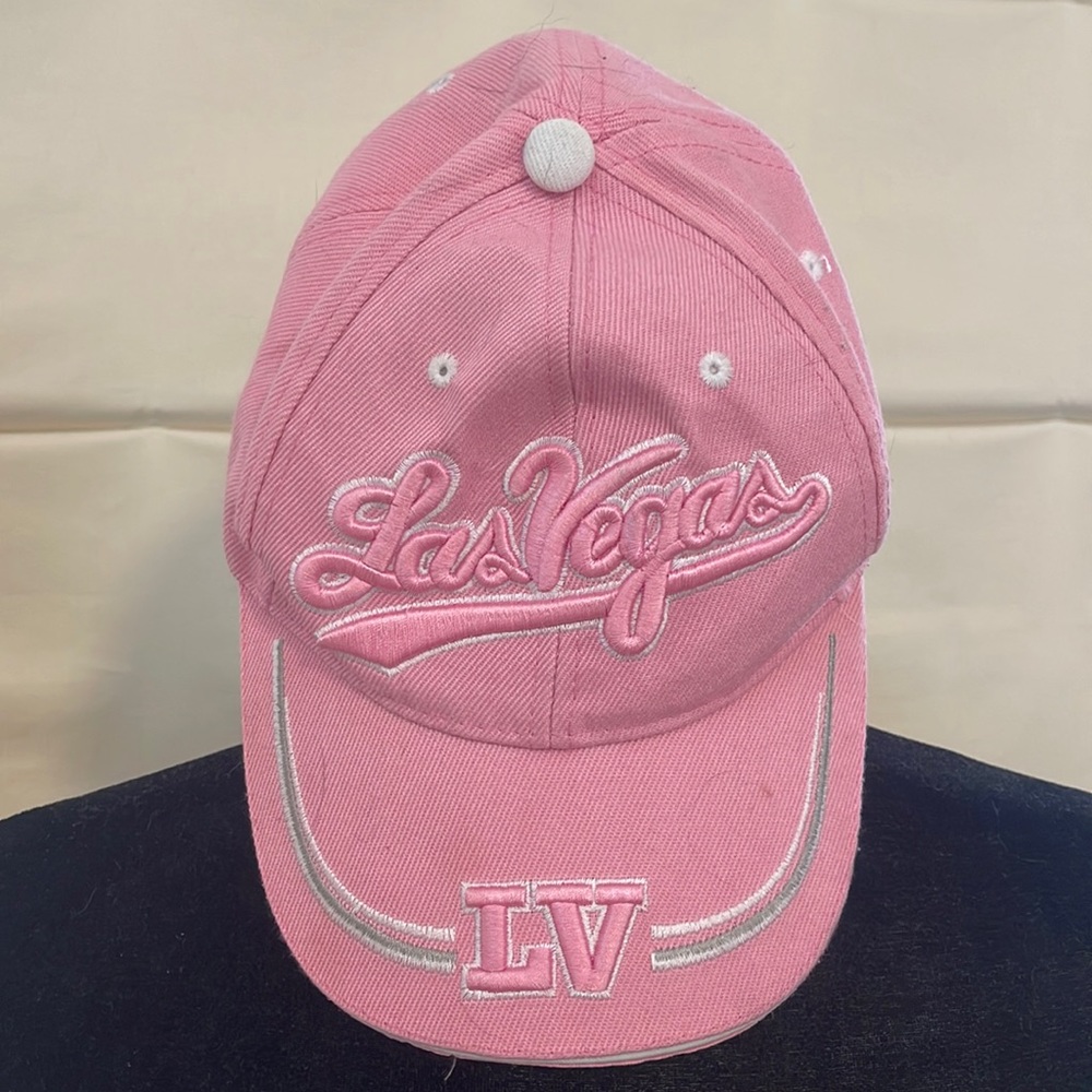 Pink Las Vegas LV Hat embossed cap light pink & white